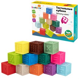 Тактильные кубики, сенсорные, ЭКО 12 штук, BAMBOX BABY (БАМБОКС БЭБИ), 665900