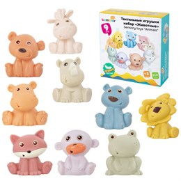 Тактильные игрушки, "Животные", сенсорные развивающие, ЭКО, 9 штук, BAMBOX BABY (БАМБОКС БЭБИ), 665906