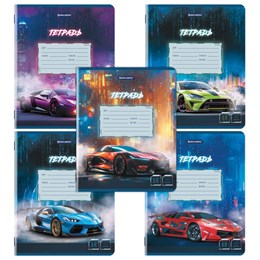 Тетрадь 12л. BRAUBERG клетка, обложка картон, SPORT CARS, 107778
