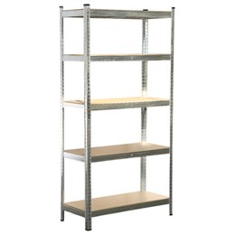 Стеллаж металлический BOOMHOUSE (БУМХАУС) безболтовой, в1800*ш900*г400мм, 5 полок МДФ, серебристый, 291412