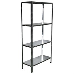 Стеллаж металл BOOMHOUSE (БУМХАУС) в1500*ш750*г300мм, 4 полки, нагрузка на стеллаж до 120 кг, серебристый, 291418