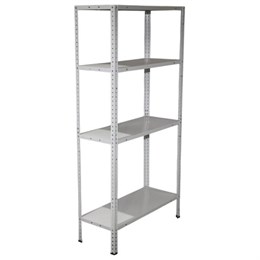 Стеллаж металл BOOMHOUSE (БУМХАУС) в1500*ш750*г300мм, 4 полки, нагрузка на стеллаж до 120 кг, белый, 291419
