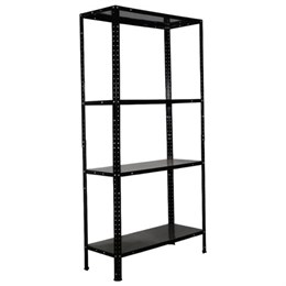 Стеллаж металл BOOMHOUSE (БУМХАУС) в1500*ш750*г300мм, 4 полки, нагрузка на стеллаж до 120 кг, черный, 291420