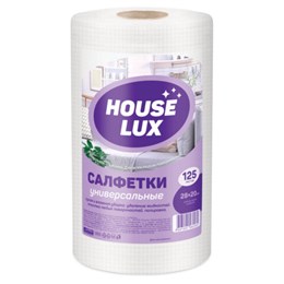 Салфетки универсальные в рулоне 125 шт, 28х20см, вискоза (спанлейс) 45г/м2, HOUSE LUX, ш/к 82539