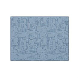 Коврик для сушки посуды из микрофибры, 38х50 см, тиснение, "ПОСУДА", СИНИЙ, 400 г/м2, BOOMHOUSE (БУМХАУС), 701148