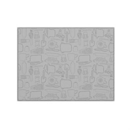 Коврик для сушки посуды из микрофибры, 38х50 см, тиснение, "ПОСУДА", СЕРЫЙ, 400 г/м2, BOOMHOUSE (БУМХАУС), 701149