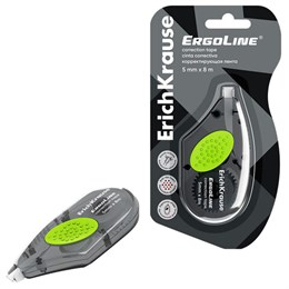 Корректирующая лента ERICH KRAUSE "ErgoLine", с резиновой вставкой, 5 мм х 8 м, серый, 5360, 53604