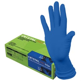 Перчатки нитриловые смотровые сверхпрочные CRYSTAL PRO MAX, 50 пар (100 шт.), размер S (малый), синие, CRYMAX-01