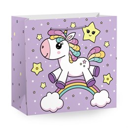 Пакет подарочный (1 штука) 20x12x25 см, "Единорожка", с атласной лентой, ЗОЛОТАЯ СКАЗКА, 700858
