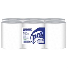 Полотенца бумажные с центральной вытяжкой 150м,PROtissue (M1) PREMIUM,2-сл,белые,КОМПЛЕКТ 6 рул,С224