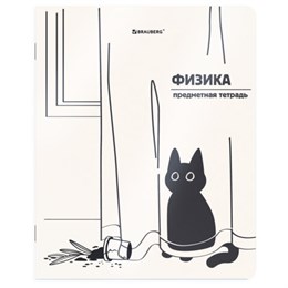 Тетрадь предметная КОТ-НЕПОСЕДА 48л, пластиковая обложка, ФИЗИКА, клетка, подсказ, BRAUBERG, 405537
