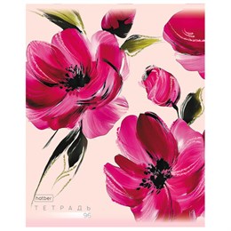 Тетрадь А5 96л. HATBER скоба, клетка, тиснение, Красочные лепестки (микс в спайке), 0, 96Т5тВ1
