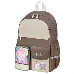 Рюкзак BRAUBERG PASTEL с термонашивками в комплекте, "Catch up", коричневый, 40х29х14 см, 274435