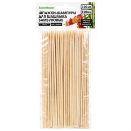 Шпажки-шампуры для шашлыка бамбуковые 150 мм, 100 штук, BOOMHOUSE, 701957