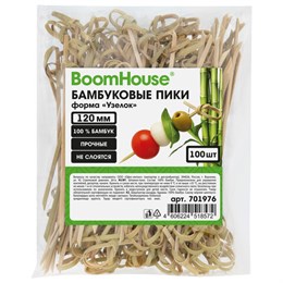 Шпажки-пики для канапе бамбуковые форма "Узелок" 12 см, 100 шт, BOOMHOUSE, 701976