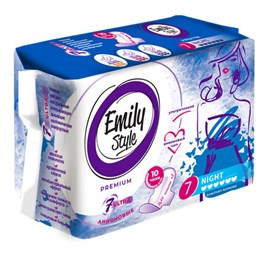 Прокладки женские гигиенические 7 шт., EMILY STYLE "Premium" NIGHT, УЛЬТРАТОНКИЕ