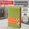 Ежедневник датированный 2027, А5, 138x213 мм, BRAUBERG "Rainbow", под кожу, зелёный, 117948 - фото 10123932