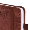 Ежедневник датированный 2027, МАЛЫЙ ФОРМАТ, 100х150 мм, А6, BRAUBERG "Wood", под кожу, коричневый, 118117 - фото 10125116
