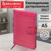 Еженедельник датированный 2027, А5, 145х215 мм, BRAUBERG "Party", под кожу, коралловый, 118138 - фото 10125971