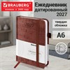 Ежедневник датированный 2027, МАЛЫЙ ФОРМАТ, 100х150 мм, А6, BRAUBERG "Wood", под кожу, коричневый, 118117 - фото 10126026