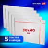 Холсты на картоне НАБОР 5 шт. (30х40 см), 280 г/м2, грунт, 100% хлопок, BRAUBERG ART CLASSIC, 192505 - фото 10485679
