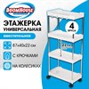 Этажерка (тележка) BOOMHOUSE (БУМХАУС) RC-040 4 яруса, на колесах, В87хШ40хГ22 см, металл/пластик, белая/хром, 701454 - фото 10604926