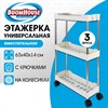 Этажерка (тележка) BOOMHOUSE (БУМХАУС) RC-030 3 яруса, на колесах, В63хШ40хГ14 см, металл/пластик, белый/хром, 701453 - фото 10604935