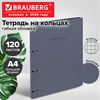 Тетрадь на кольцах БОЛЬШАЯ А4, 240х310 мм, 120 л., под кожу, BRAUBERG VISTA, "Minimal", серый, 405202 - фото 11364406
