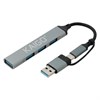 USB-хаб KG-088C, Type-C 3.2 + адаптер USB-A 3.2, высокоскоростной, 4 в 1, 1 х USB-A 3.2, 3 x USB-A 2.0, 60 мм, серый, KAIGO (КАЙГО), 355065 - фото 11395361