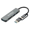 USB-хаб KG-089, Type-C 3.2 + адаптер USB-A 3.2, в/с, 5 в 1, 1 х USB-A 3.2, 2 x USB-A 2.0, 2 x SD/TF 2.0,135 мм, серый, KAIGO (КАЙГО), 355067 - фото 11395365
