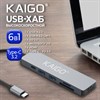 USB-хаб KG-153A, Type-C 3.2, в/с, 6 в 1, 1хUSB-A 3.2, 1xUSB-A 2.0, 2xSD/TF 2.0, 1xHDMI,1xType-C PD 3.0, 150 мм, серый, KAIGO (КАЙГО), 355068 - фото 11395383