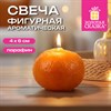 Фигурная свеча новогодняя в форме мандарина, 6 см, парафин, хлопковый фитиль, ЗОЛОТАЯ СКАЗКА, 592788 - фото 11425532
