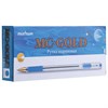 Ручка шариковая масляная с грипом MUNHWA "MC Gold", СИНЯЯ, корпус прозрачный, узел 0,5 мм, линия письма 0,3 мм, BMC-02 - фото 2580792
