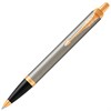 Ручка шариковая PARKER "IM Core Brushed Metal GT", серебристый матовый лак, позолота, синяя, 1931670 - фото 2581024