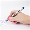 Ручка-роллер BRAUBERG "Control", СИНЯЯ, корпус серебристый, узел 0,5 мм, линия письма 0,3 мм, 141554 - фото 2581172