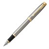 Ручка перьевая PARKER "IM Core Brushed Metal GT", серебристый матовый лак, позолота, синяя, 1931649 - фото 2582236