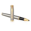 Ручка-роллер PARKER "IM Core Brushed Metal GT", серебристый матовый лак, позолота, черная, 1931663 - фото 2582400