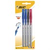 Ручки шариковые с грипом BIC "Round Stic Exact", НАБОР 4 шт./3 ЦВЕТА (синий, черный, красный), линия письма 0,28 мм, блистер, 932858 - фото 2584990