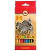 Карандаши цветные KOH-I-NOOR "Animals", 24 цвета, шестигранные, натуральное дерево, 3554/24, 3554024008KSRU - фото 2594948