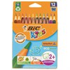 Карандаши цветные утолщенные BIC "Kids Evolution Triangle", 12 цветов, пластиковые, трехгранные, картонная упаковка, 8297356 - фото 2595002