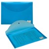 Папка-конверт с кнопкой BRAUBERG, А4, до 100 листов, прозрачная, синяя, 0,15 мм, 221637 - фото 2612533