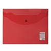 Папка-конверт с кнопкой МАЛОГО ФОРМАТА (240х190 мм), А5, прозрачная, красная, 0,18 мм, BRAUBERG, 224026 - фото 2614214