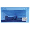 Папка-конверт с кнопкой МАЛОГО ФОРМАТА (250х135 мм), прозрачная, синяя, 0,18 мм, BRAUBERG, 224031 - фото 2616267