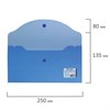 Папка-конверт с кнопкой МАЛОГО ФОРМАТА (250х135 мм), прозрачная, синяя, 0,18 мм, BRAUBERG, 224031 - фото 2617339