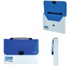 Папка-портфель пластиковая BRAUBERG INCOME А4 (350х235х35 мм), 1 отделение, фактура диагональ, белая/синяя, 224150 - фото 2617888