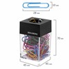 Скрепочница магнитная BRAUBERG со 100 цветными скрепками 28 мм, прозрачный корпус, 228401 - фото 2623419