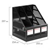 Лоток вертикальный для бумаг BRAUBERG "SMART-MAXI" (254х255х297 мм), 3 отделения, сетчатый, сборный, черный, 231525 - фото 2630350