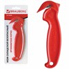 Нож складской безопасный BRAUBERG "Logistic", для вскрытия упаковочных материалов, красный, блистер, 236969 - фото 2633208