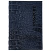Обложка для паспорта натуральная кожа кайман, "PASSPORT", темно-синяя, BRAUBERG, 237196 - фото 2633951