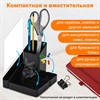 Подставка-органайзер BRAUBERG OFFICE STYLE, 4 отделения, 115х122х111 мм, черная, 238097, ОР31 - фото 2639892